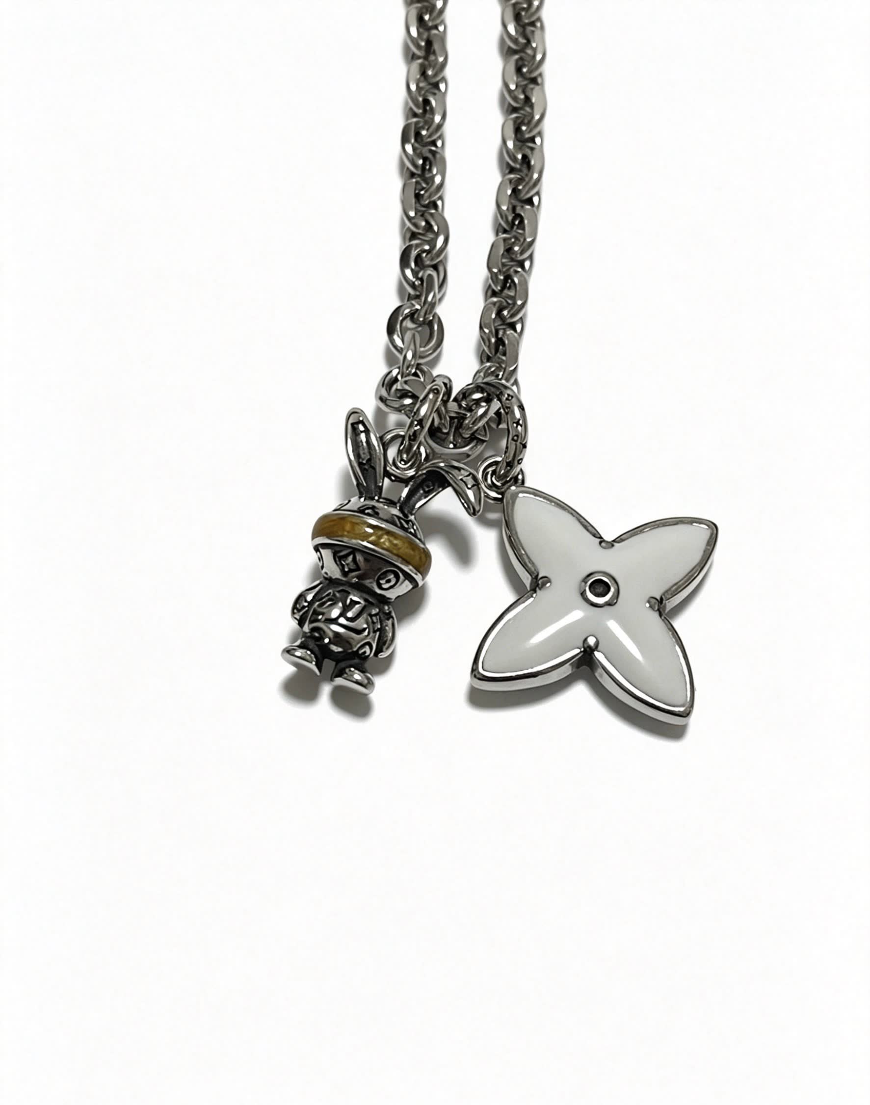 Louis Vuitton Silver Chain Necklace with Charms